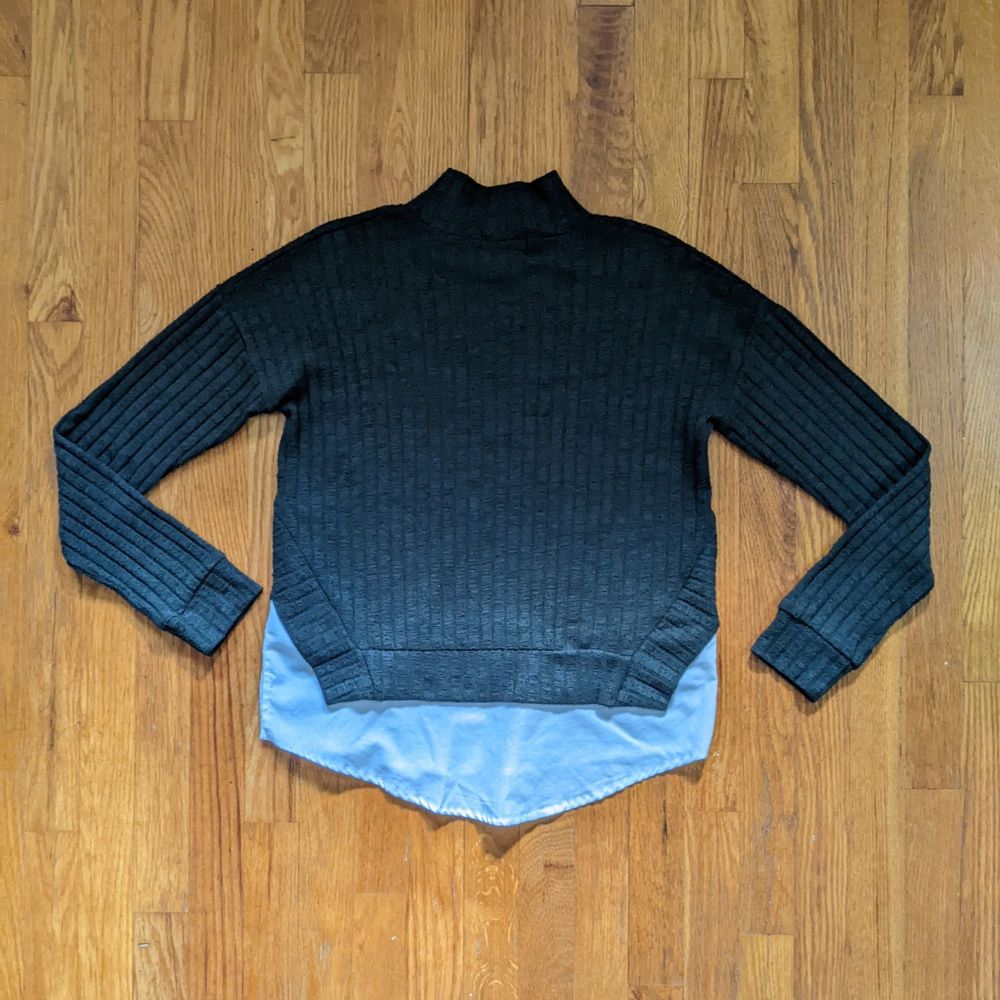 Derek Heart Gray Mockneck Sweater with Faux Shirt Tail - Picture 8 of 14